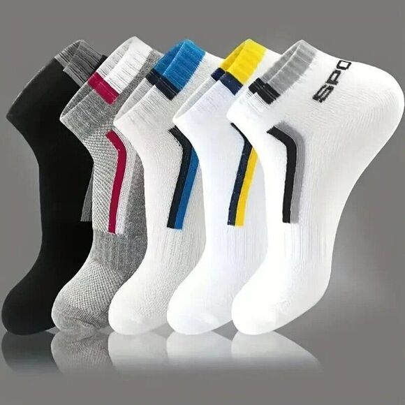 5 Pairs Graphic Socks Sport Breathable Low Cut Mixed Color One Size Unisex - Picture 1 of 6
